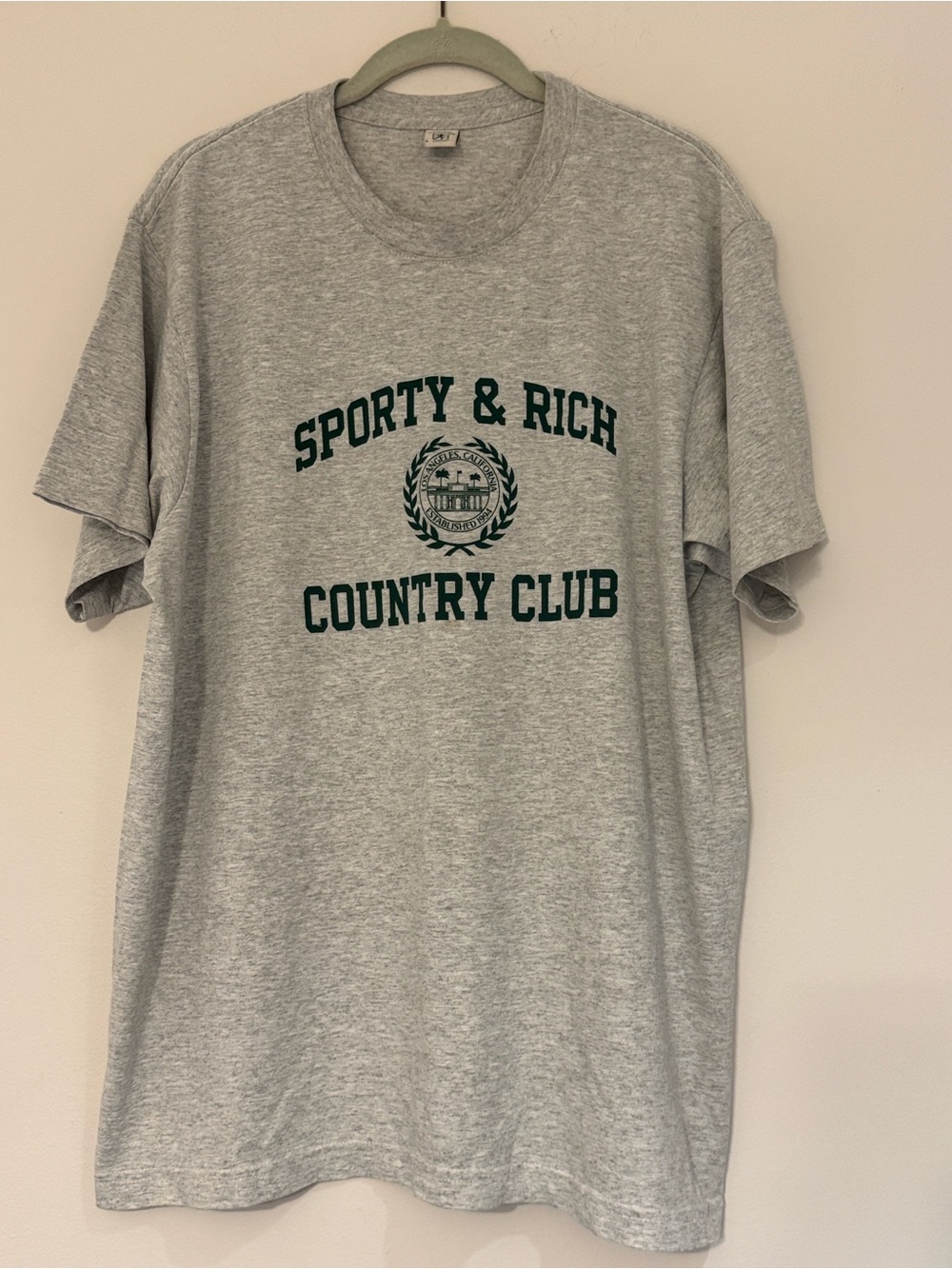 Sporty & Rich Gray Tee with Dark Green Country Club Graphic